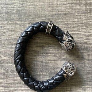 Kink Baby Men’s Leather Cuff With Skulls